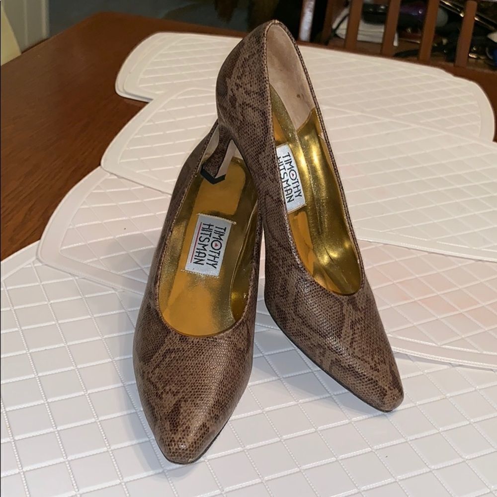 Vtg Timothy Hitsman snakeskin heels